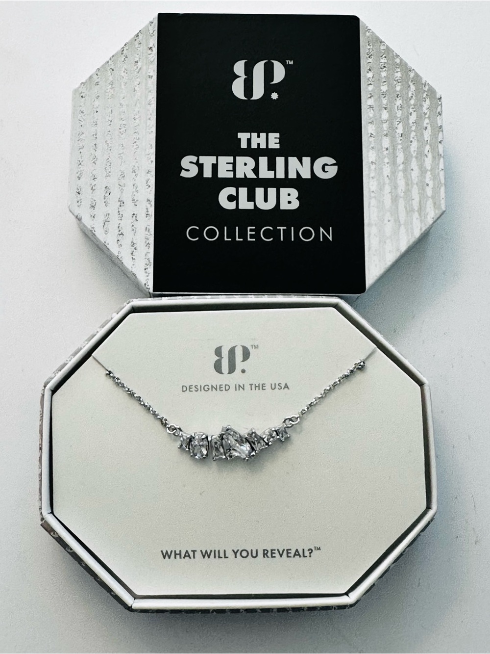 NIB Bomb Party “The Sterling Club” necklace 18”+ 2.5” extender RBP5875